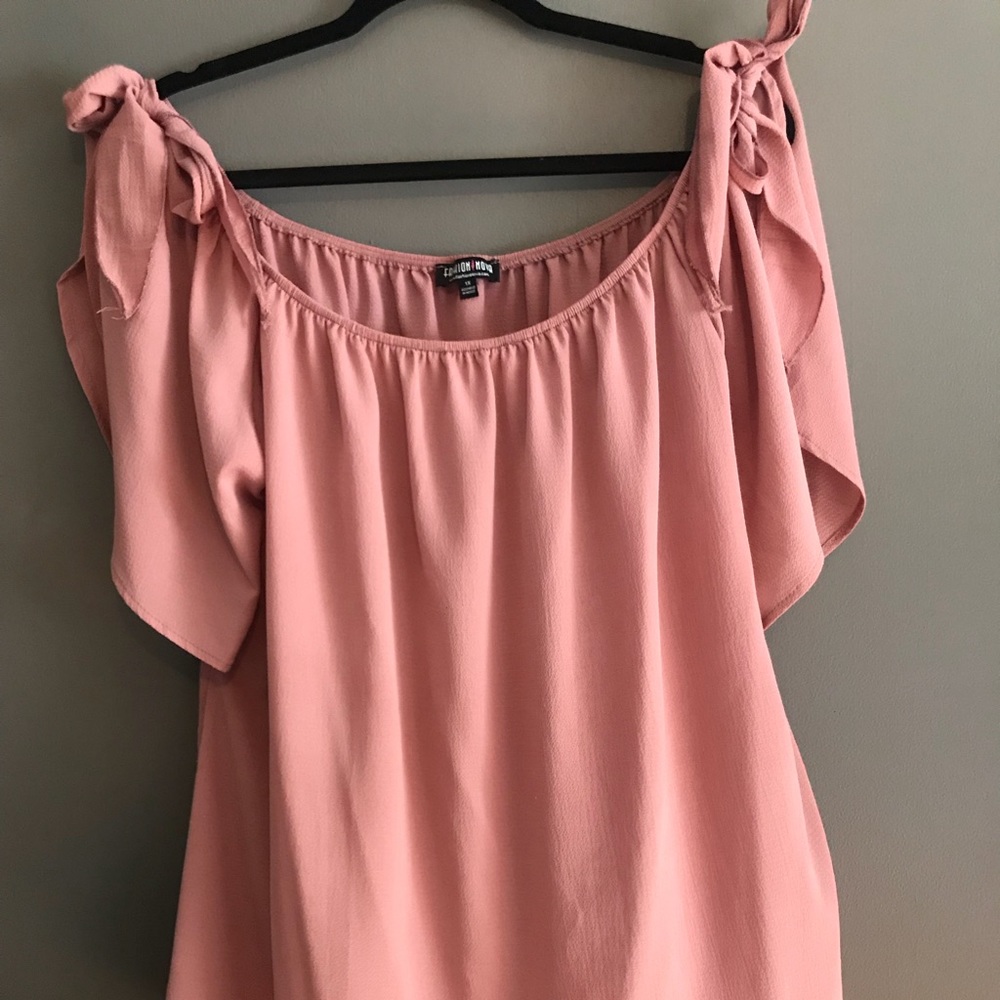 Off the shoulder light pink shirt for work